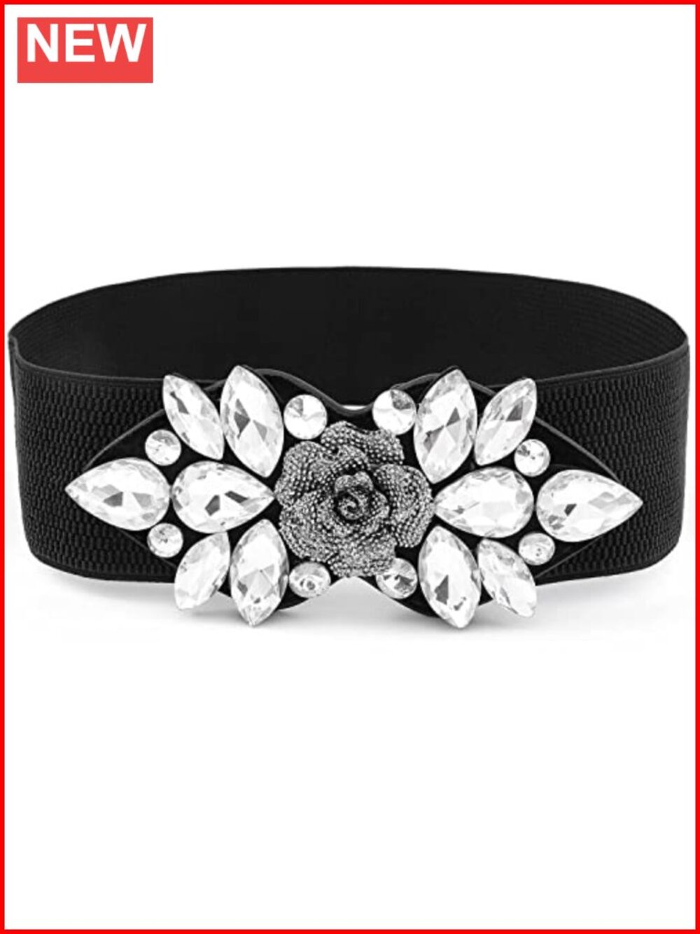 Rhinestone Stretch Belt Wide Formal Belt Women Fashion Elastic Dressy Waist